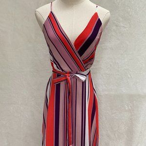 CHARLES HENRY Multi Color Striped Waist Tie MaxiXS